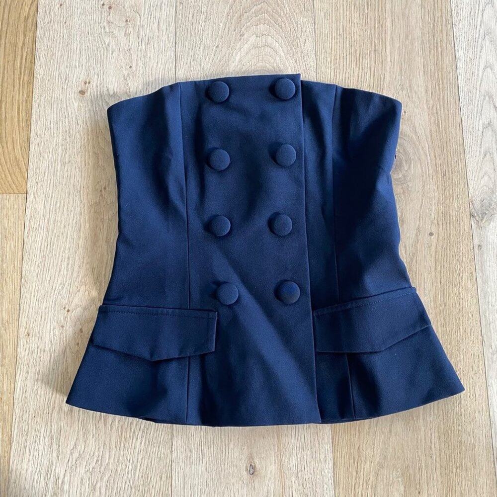 Bianca and Bridgett - Blazer Style Strapless Corset Top in Black
